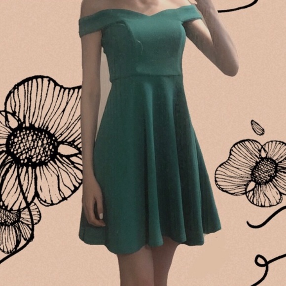 Design Lab Off-Shoulder Green Dress XS - Picture 1 of 4